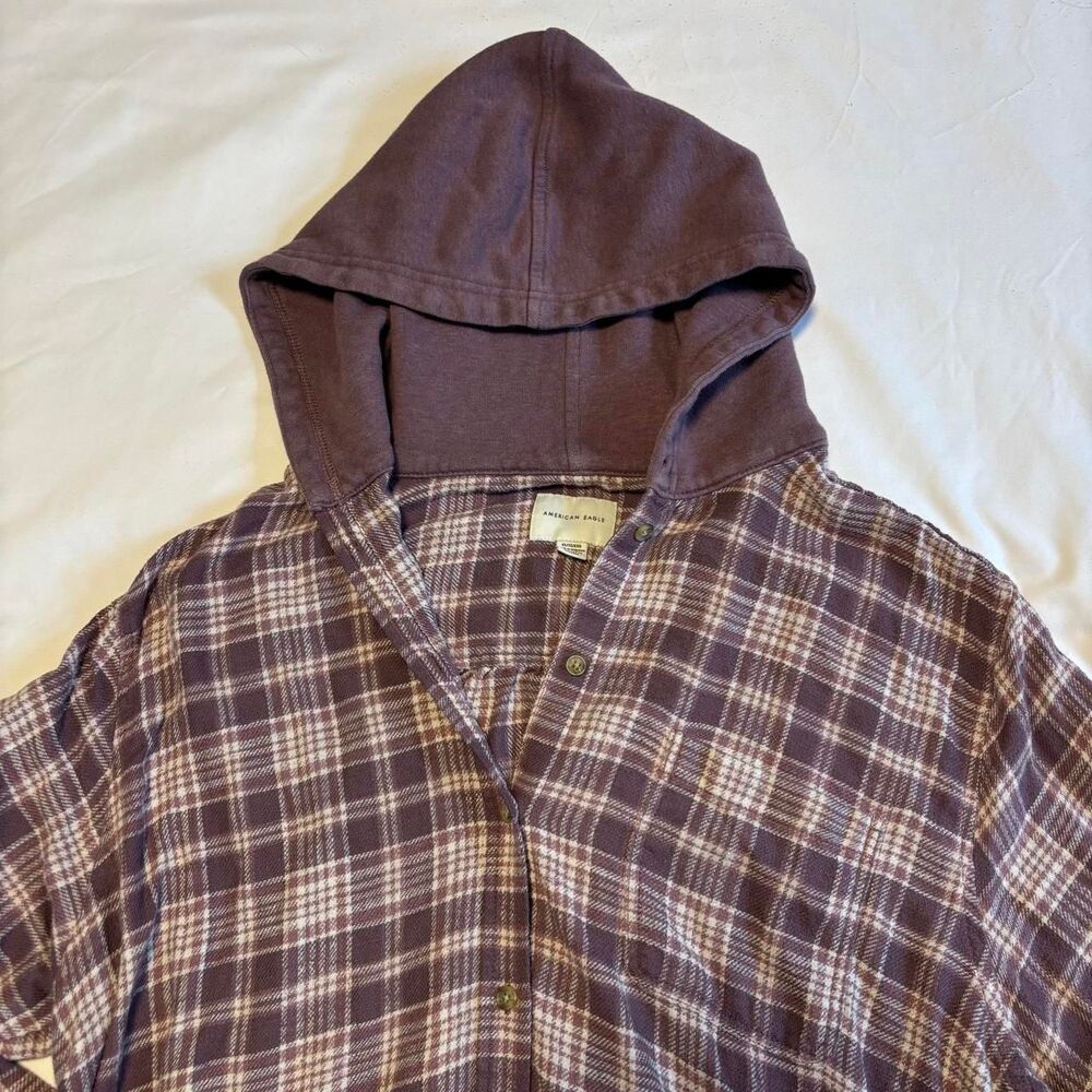 American-eagle Women's Purple and Brown Shirt